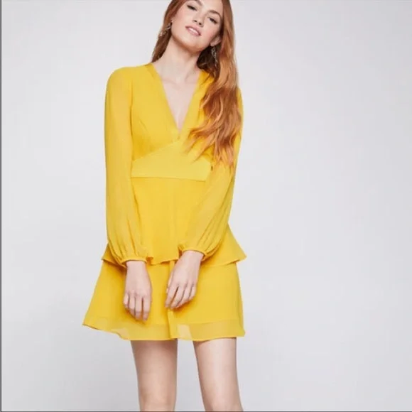 Bcbgeneration Tiered Mini Dress - Yellow Bcbgeneration Tiered Mini Dress - Yellow